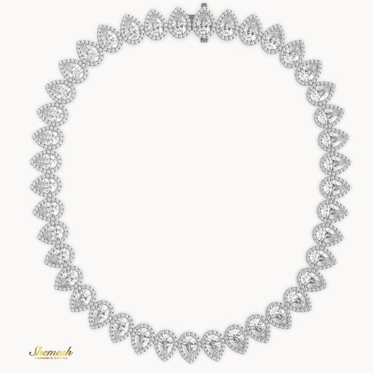 18K Gold Full Eternity Pear Shaped Diamond Necklace - shemesh_diamonds