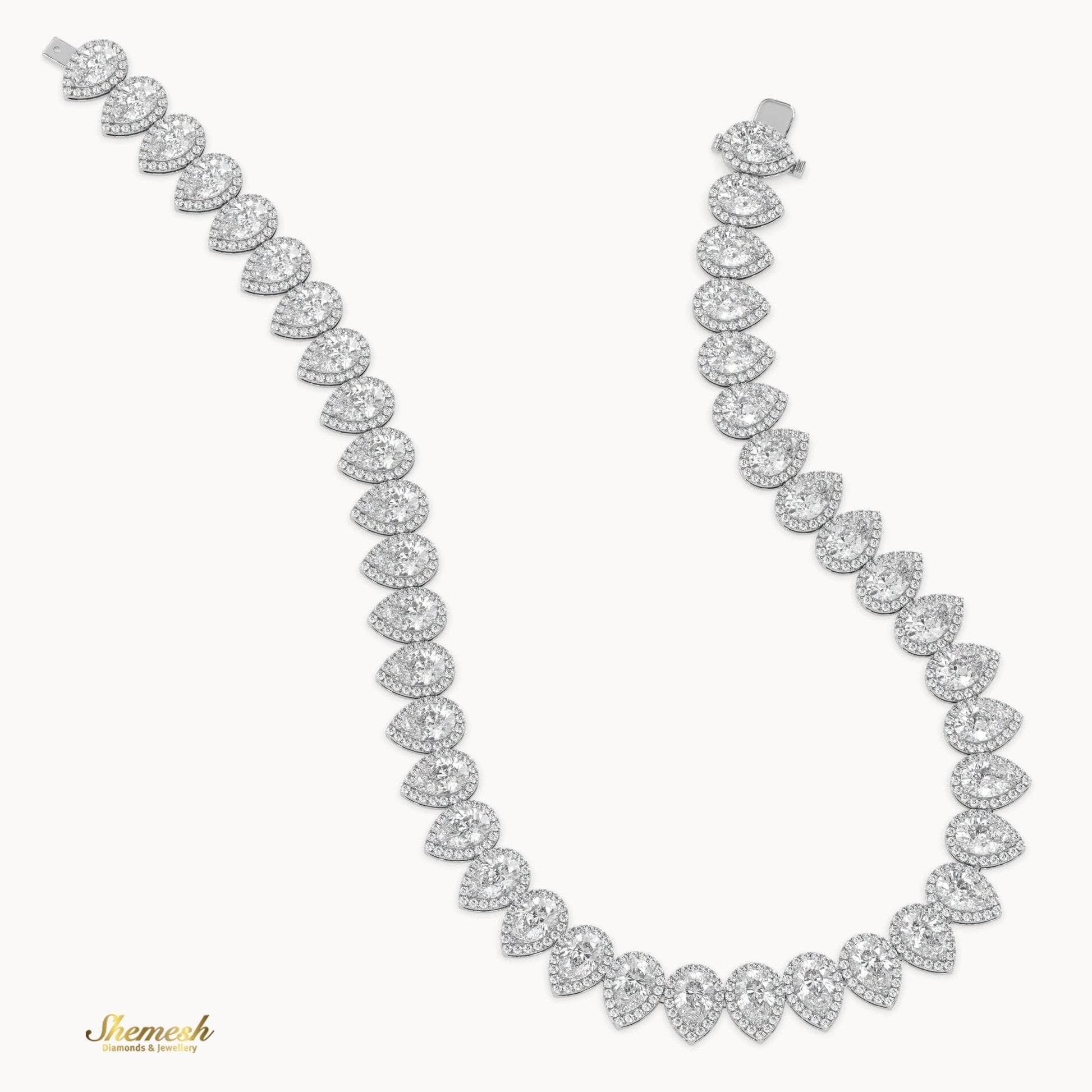 18K Gold Full Eternity Pear Shaped Diamond Necklace - shemesh_diamonds