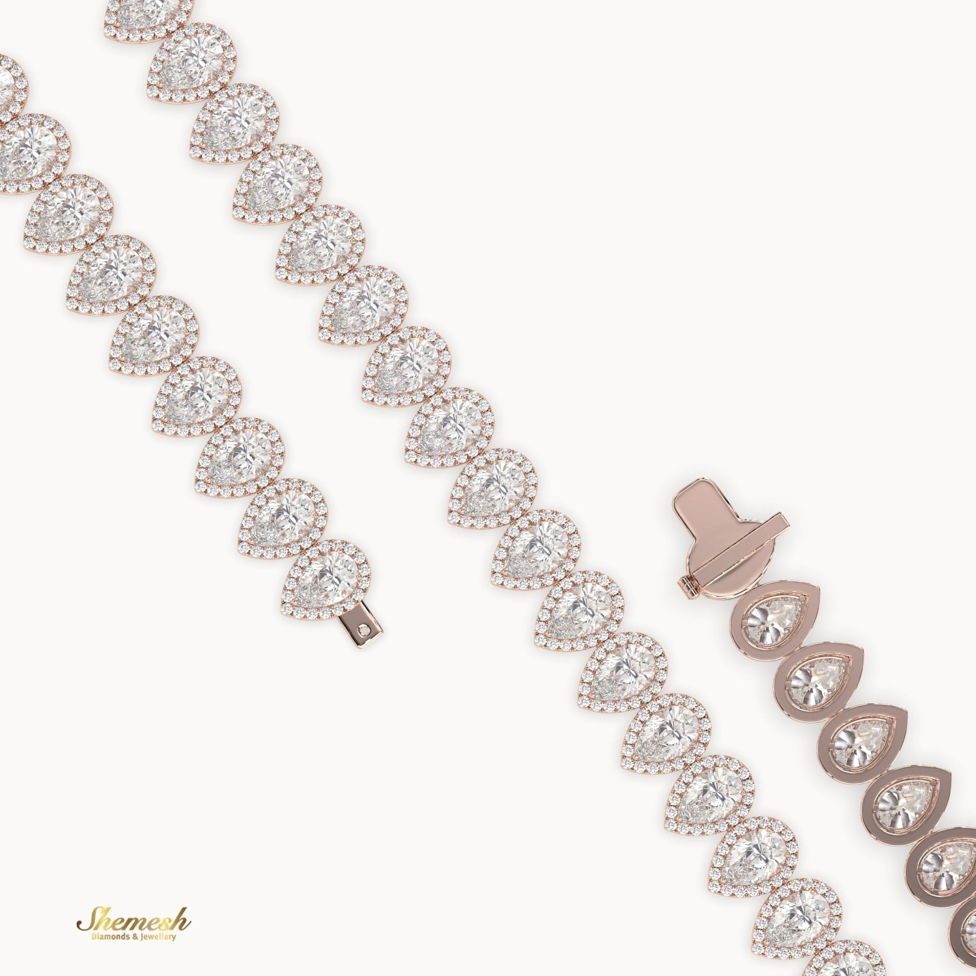 18K Gold Full Eternity Pear Shaped Diamond Necklace - shemesh_diamonds