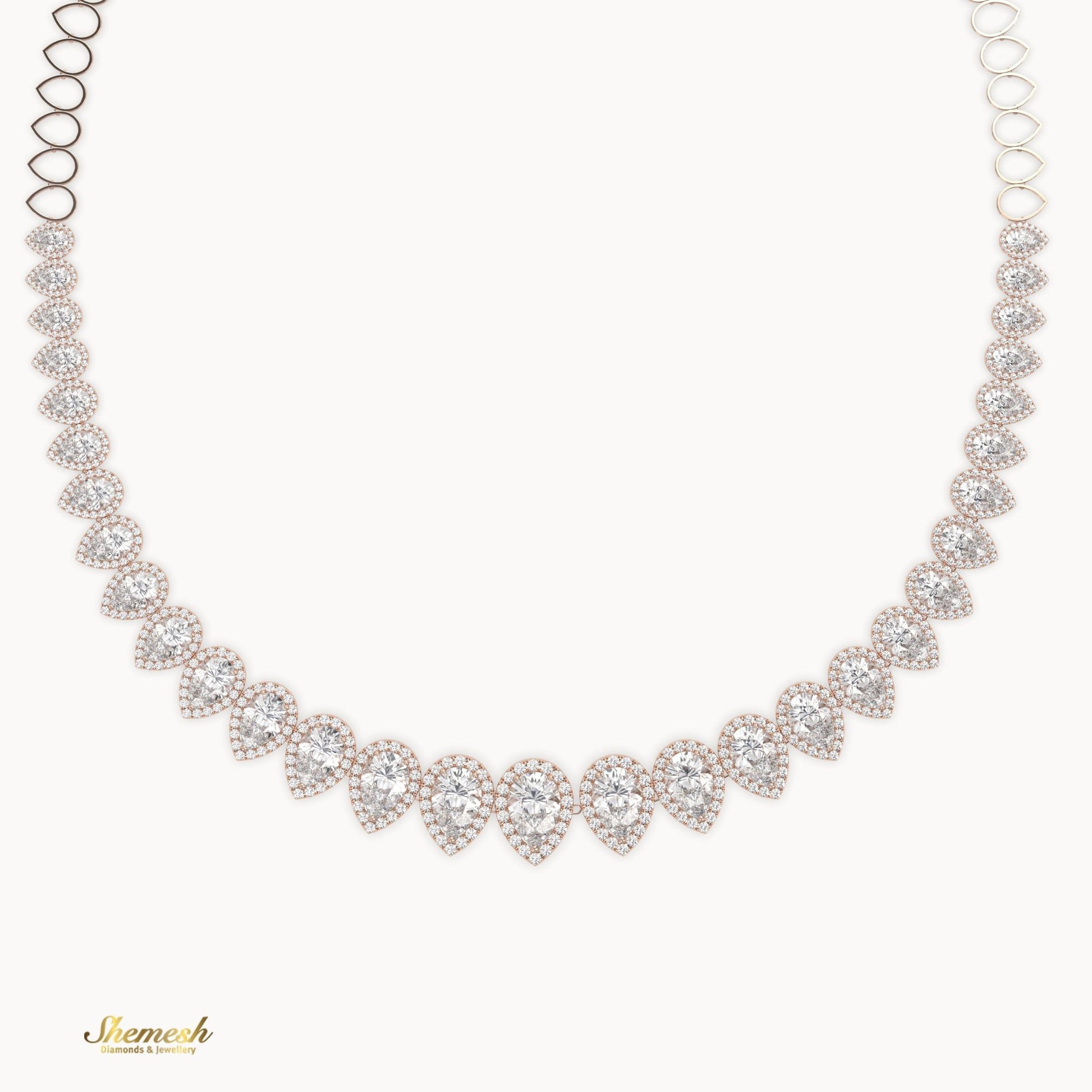 18K Gold Half Eternity Pear Shaped Diamond Necklace - shemesh_diamonds