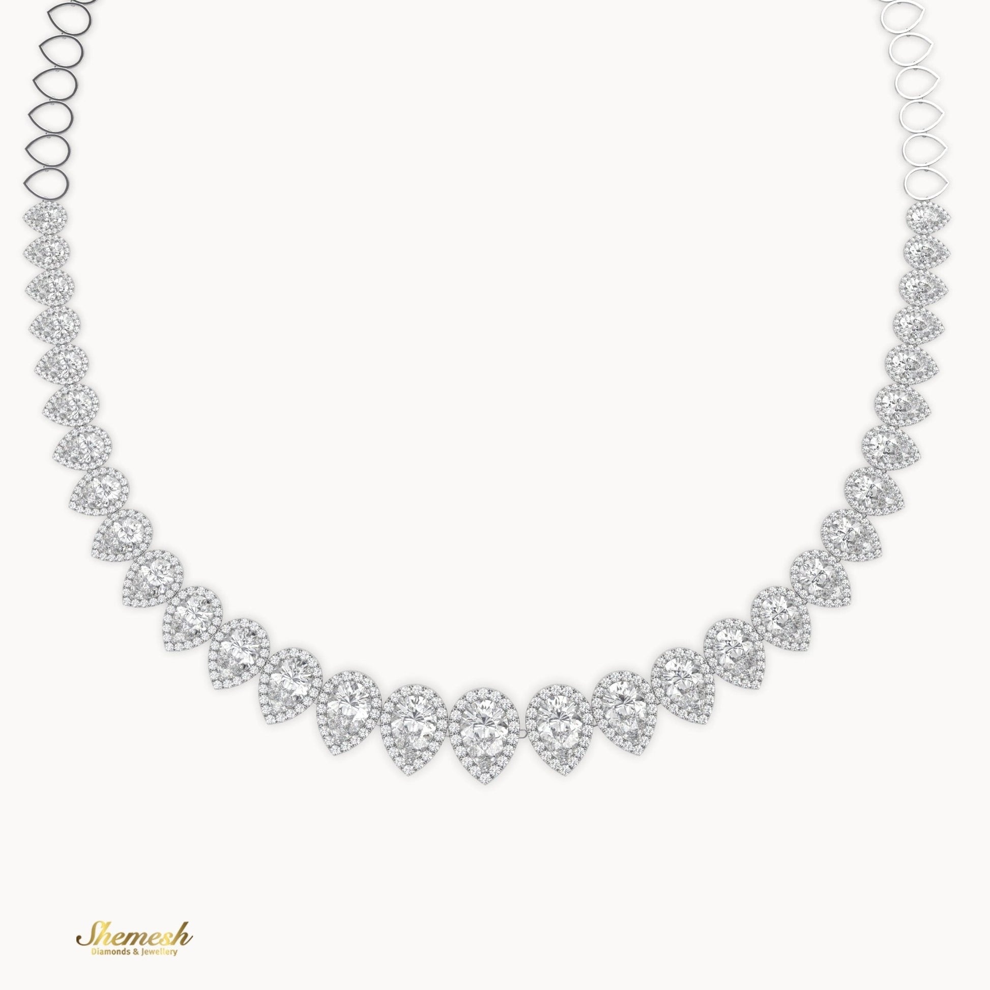 18K Gold Half Eternity Pear Shaped Diamond Necklace - shemesh_diamonds