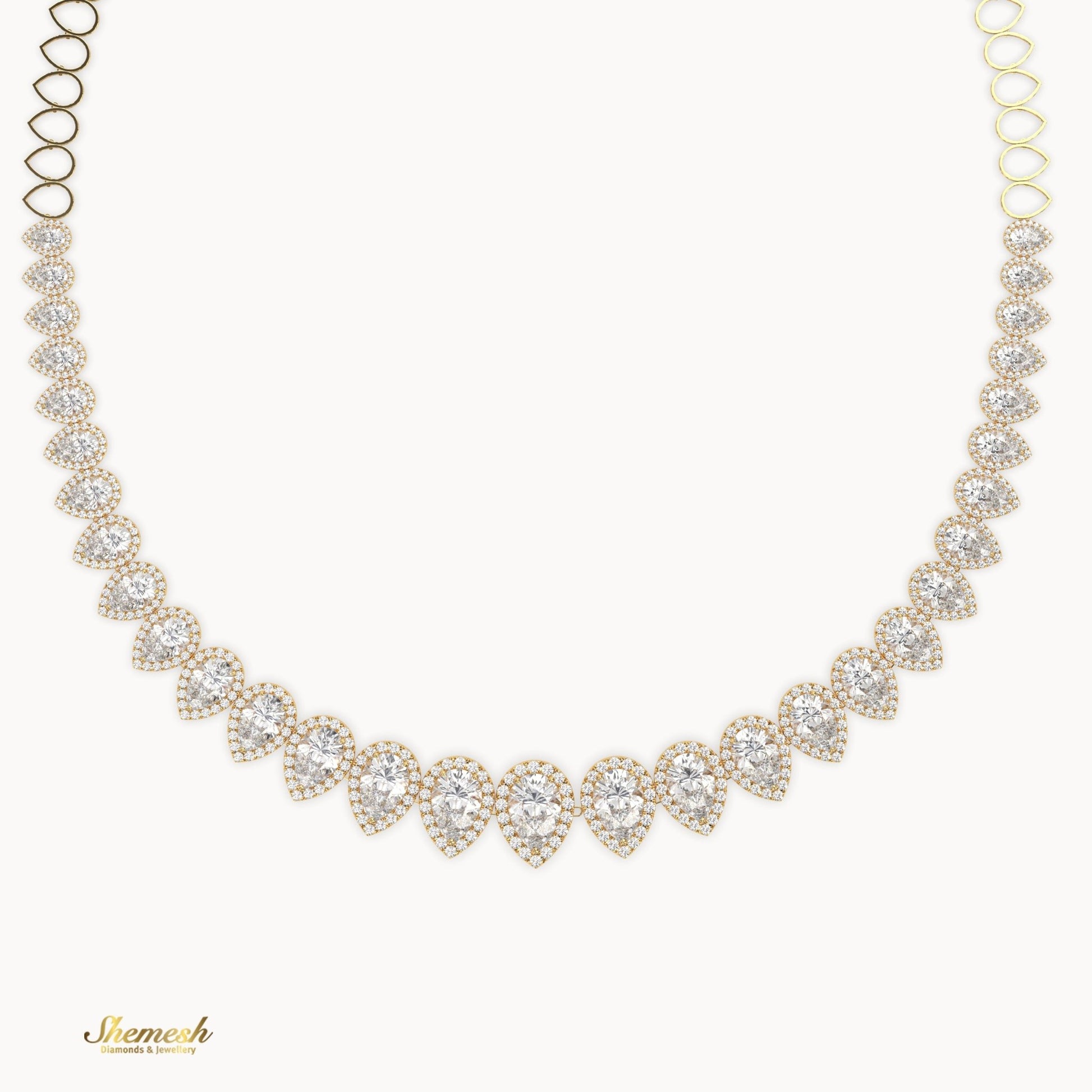 18K Gold Half Eternity Pear Shaped Diamond Necklace - shemesh_diamonds