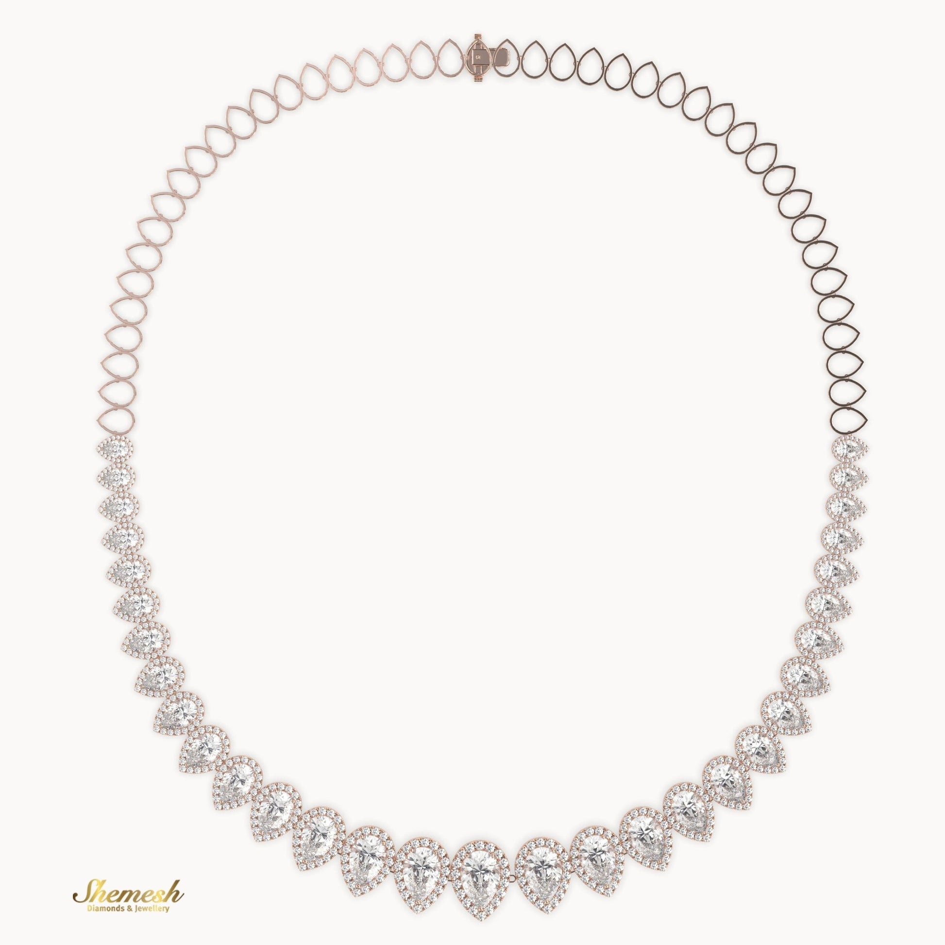 18K Gold Half Eternity Pear Shaped Diamond Necklace - shemesh_diamonds