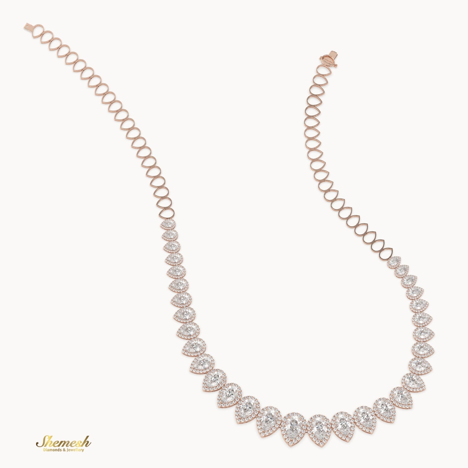 18K Gold Half Eternity Pear Shaped Diamond Necklace - shemesh_diamonds