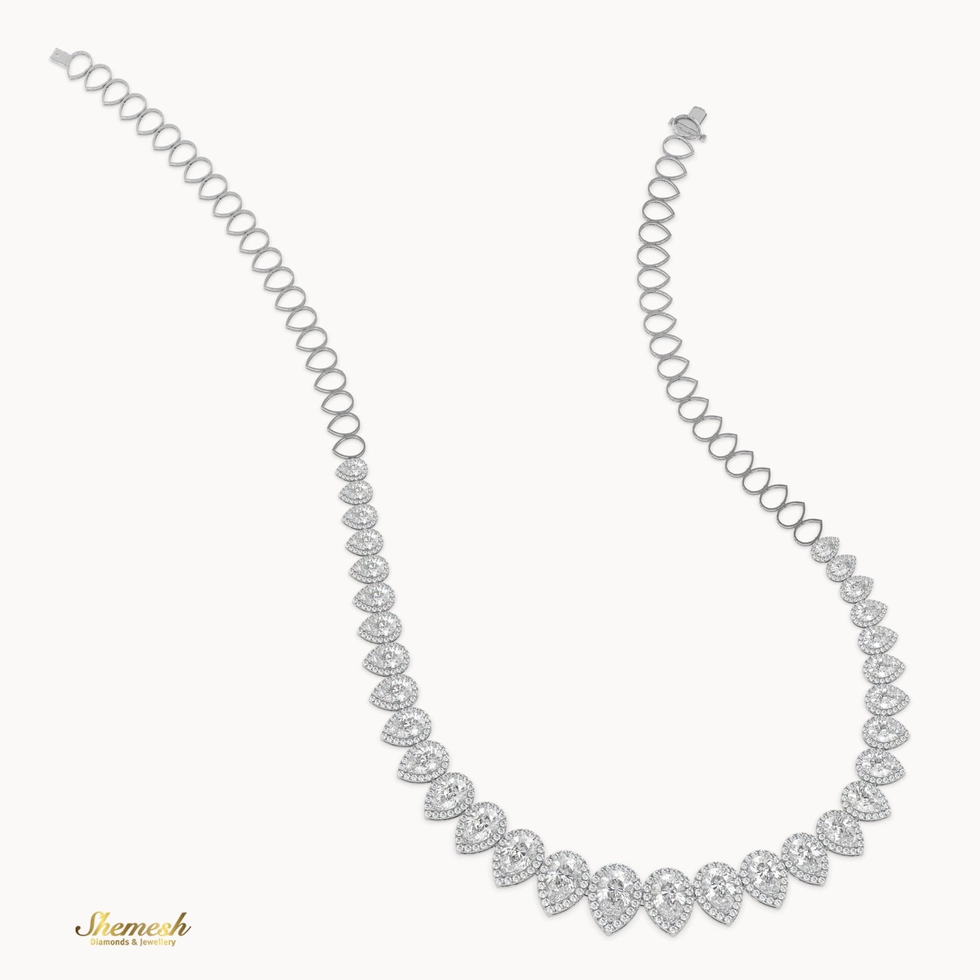 18K Gold Half Eternity Pear Shaped Diamond Necklace - shemesh_diamonds