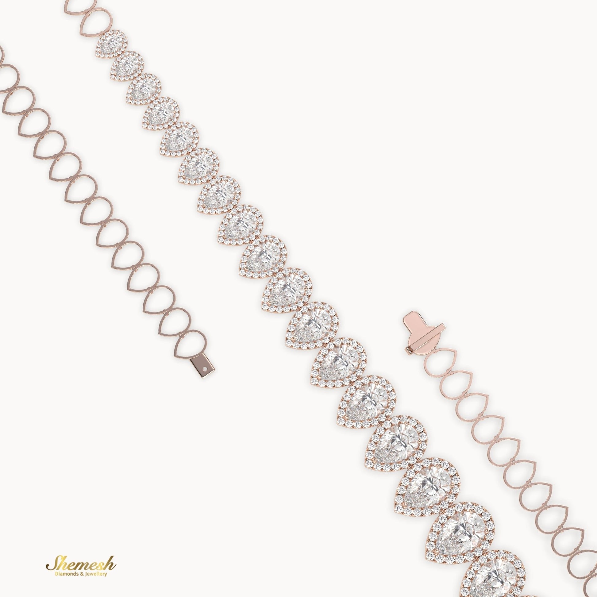 18K Gold Half Eternity Pear Shaped Diamond Necklace - shemesh_diamonds