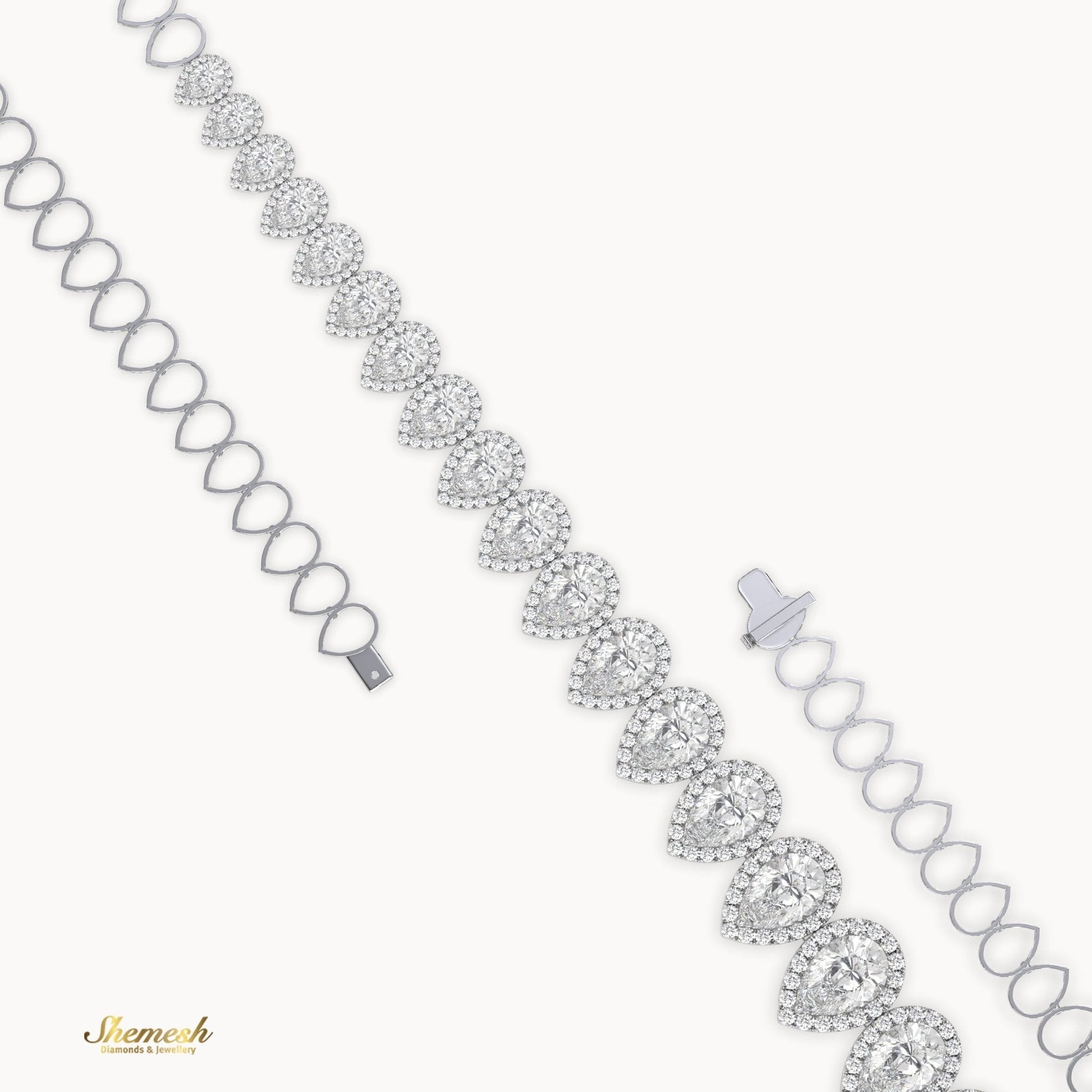 18K Gold Half Eternity Pear Shaped Diamond Necklace - shemesh_diamonds