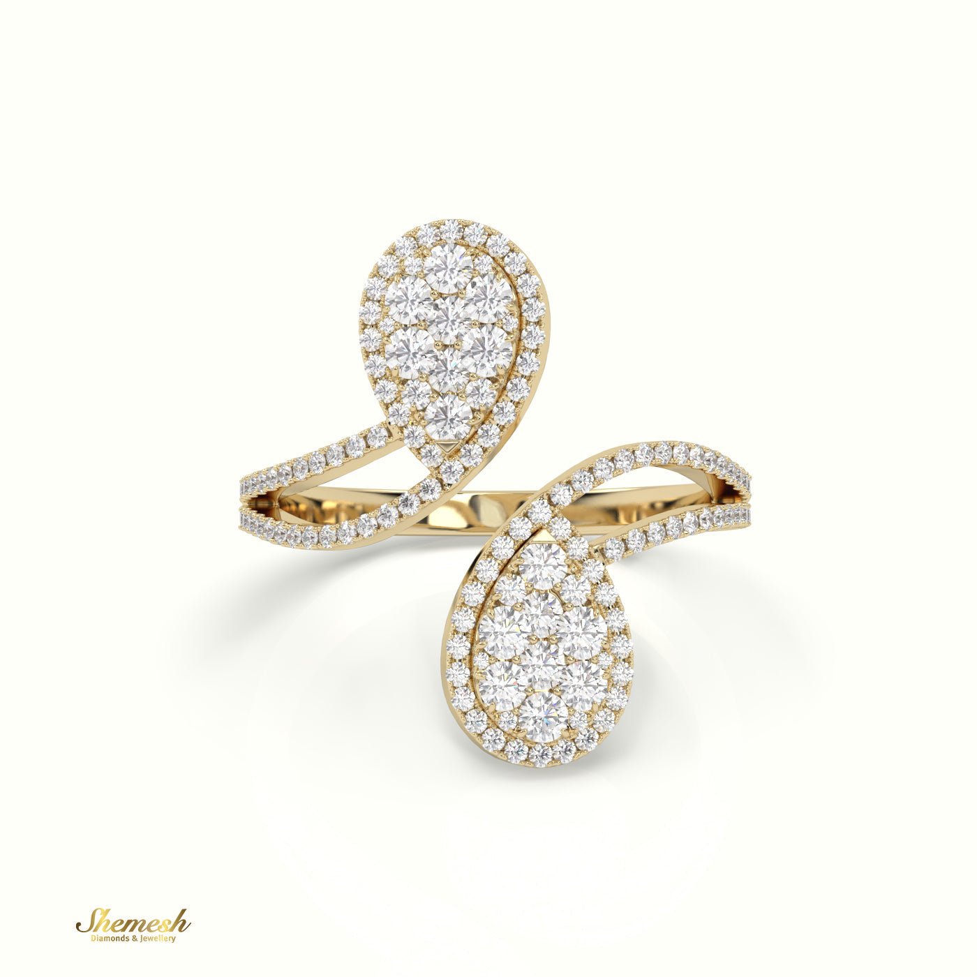 18K Gold Round Diamond Illusion Engagement Ring - shemesh_diamonds