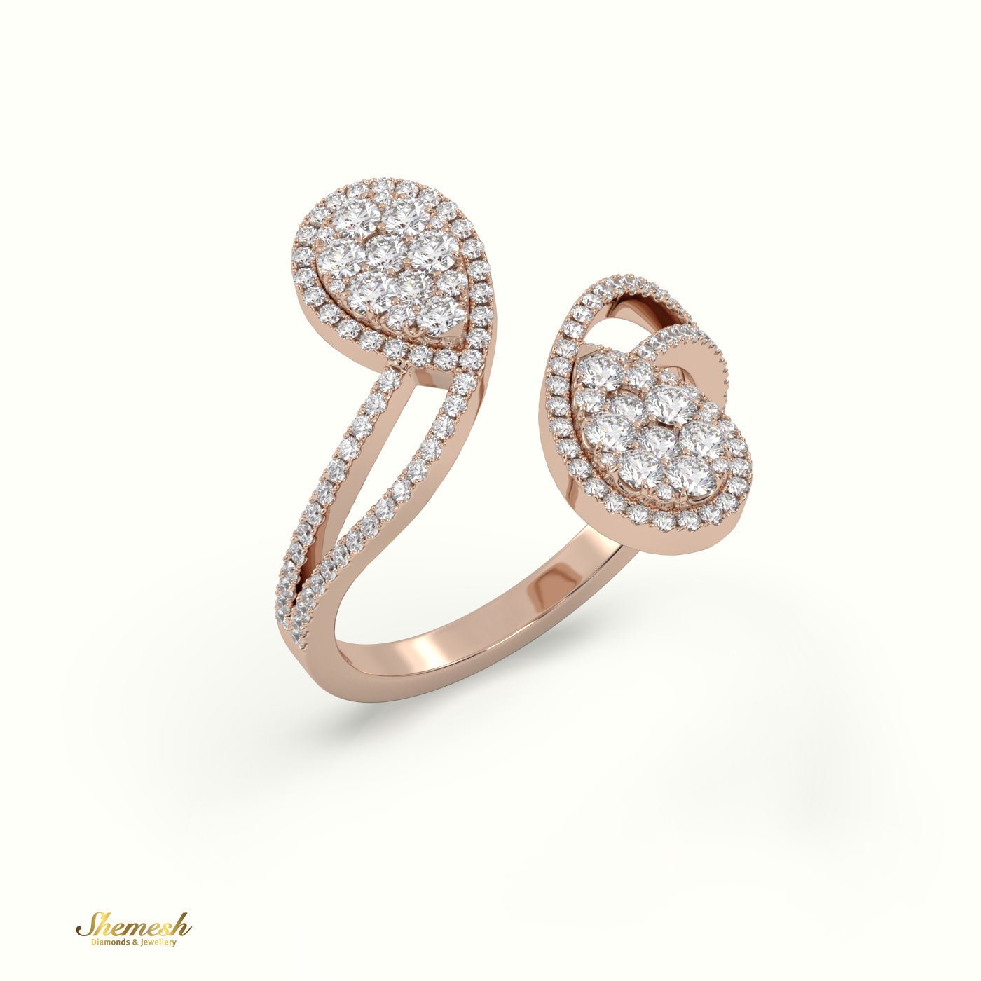 18K Gold Round Diamond Illusion Engagement Ring - shemesh_diamonds