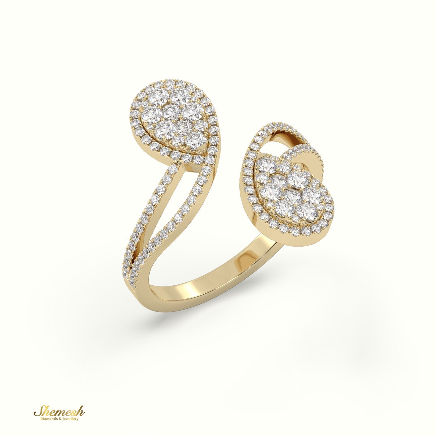 18K Gold Round Diamond Illusion Engagement Ring - shemesh_diamonds