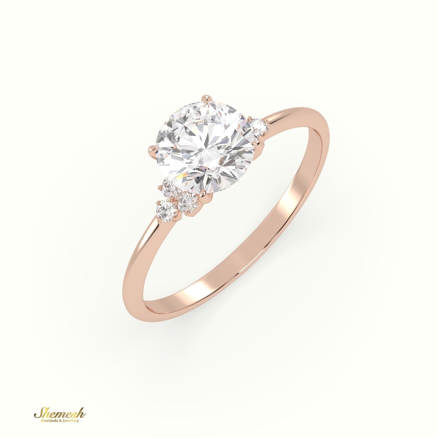 18K Gold 4 Prongs Round Cut Diamond Three Stone Engagement Ring - shemesh_diamonds