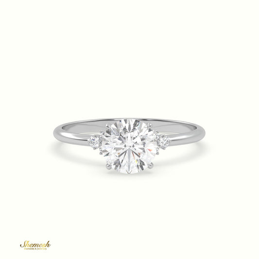 18K Gold 4 Prongs Round Cut Diamond Three Stone Engagement Ring - shemesh_diamonds