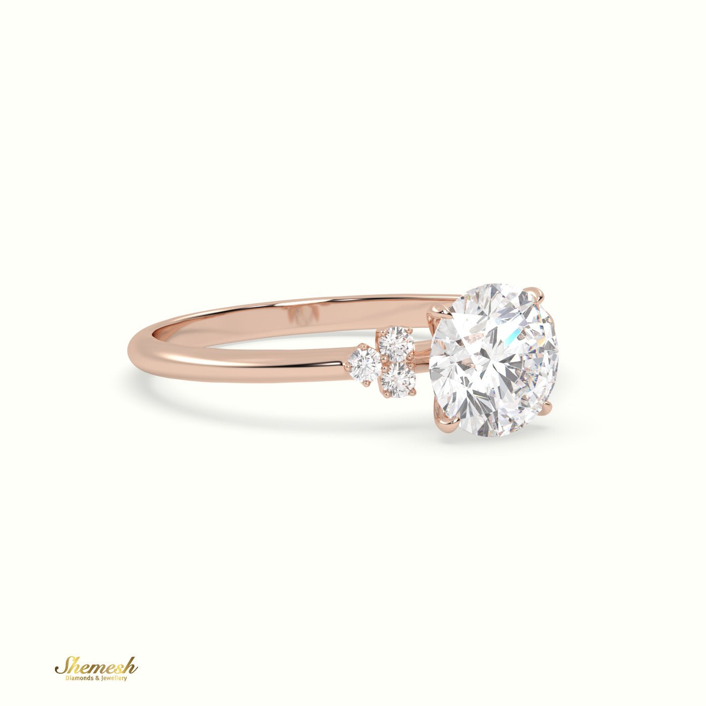 18K Gold 4 Prongs Round Cut Diamond Three Stone Engagement Ring - shemesh_diamonds