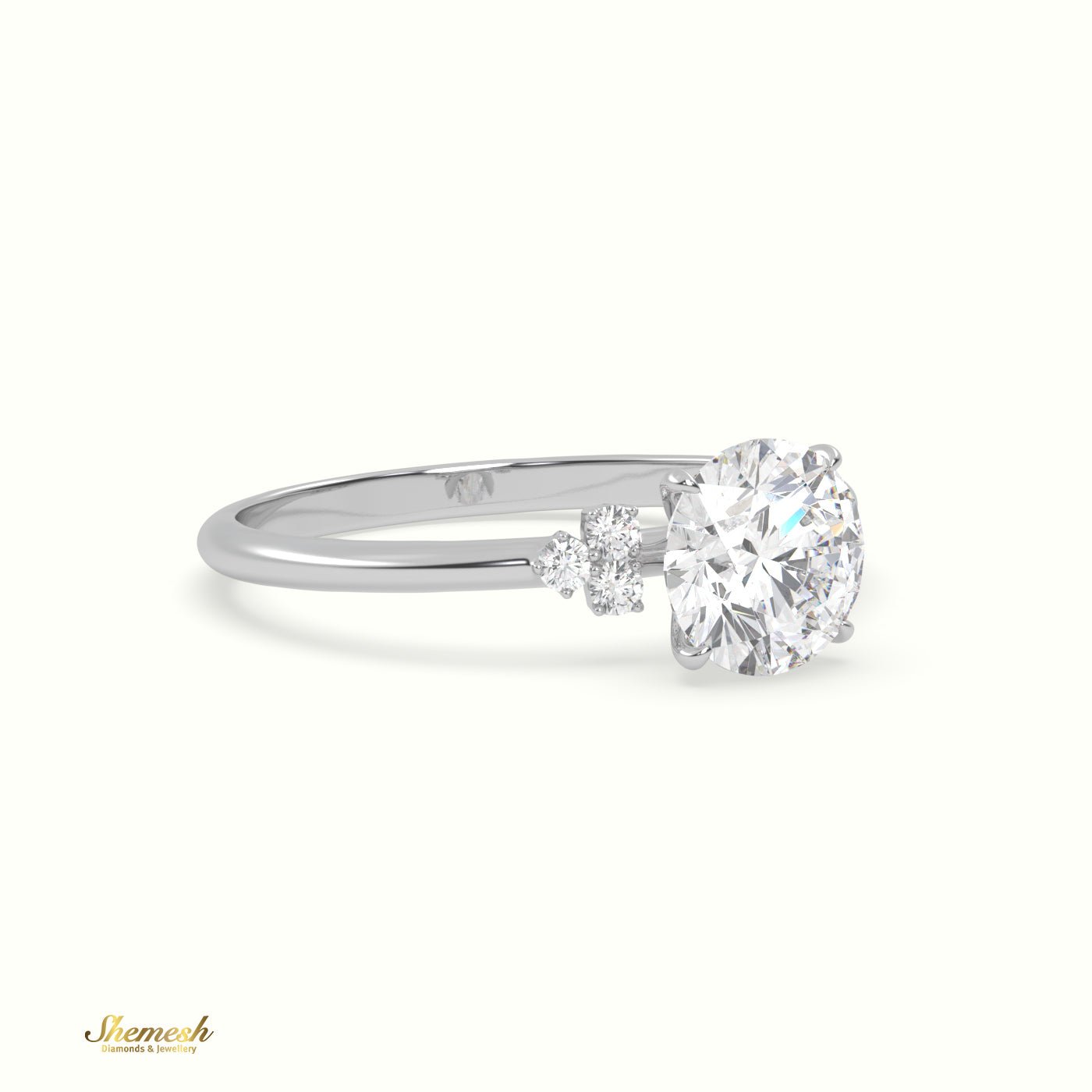 18K Gold 4 Prongs Round Cut Diamond Three Stone Engagement Ring - shemesh_diamonds