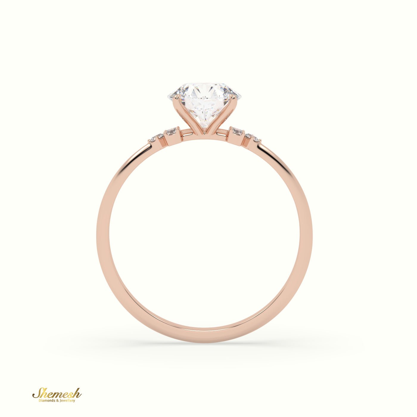 18K Gold 4 Prongs Round Cut Diamond Three Stone Engagement Ring - shemesh_diamonds