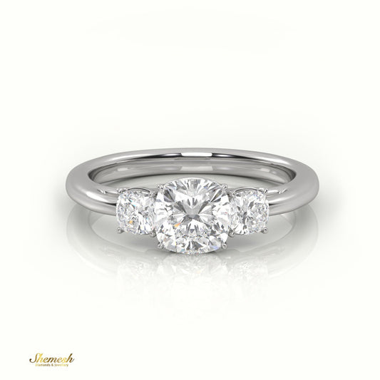 18K Gold Cushion Cut Diamond Triology Engagement Ring - shemesh_diamonds