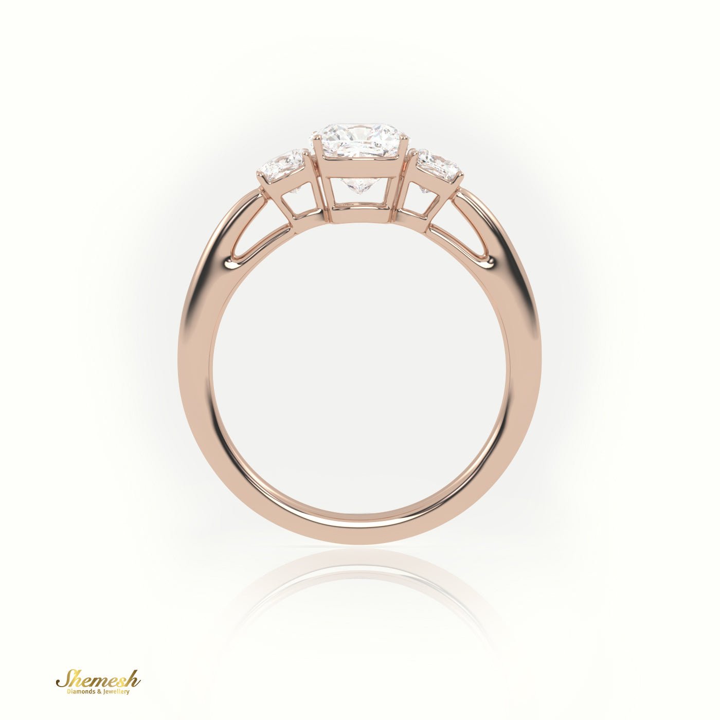 18K Gold Cushion Cut Diamond Triology Engagement Ring - shemesh_diamonds