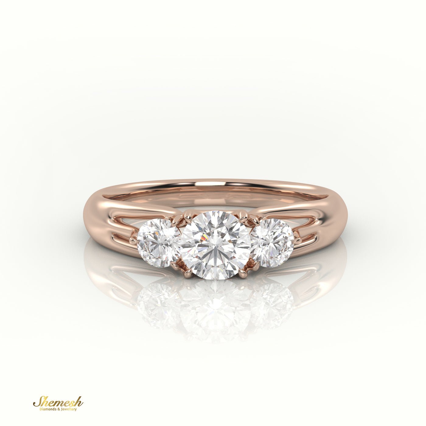 18K Gold Round Cut Diamond Engagement Ring with Side Stones - shemesh_diamonds