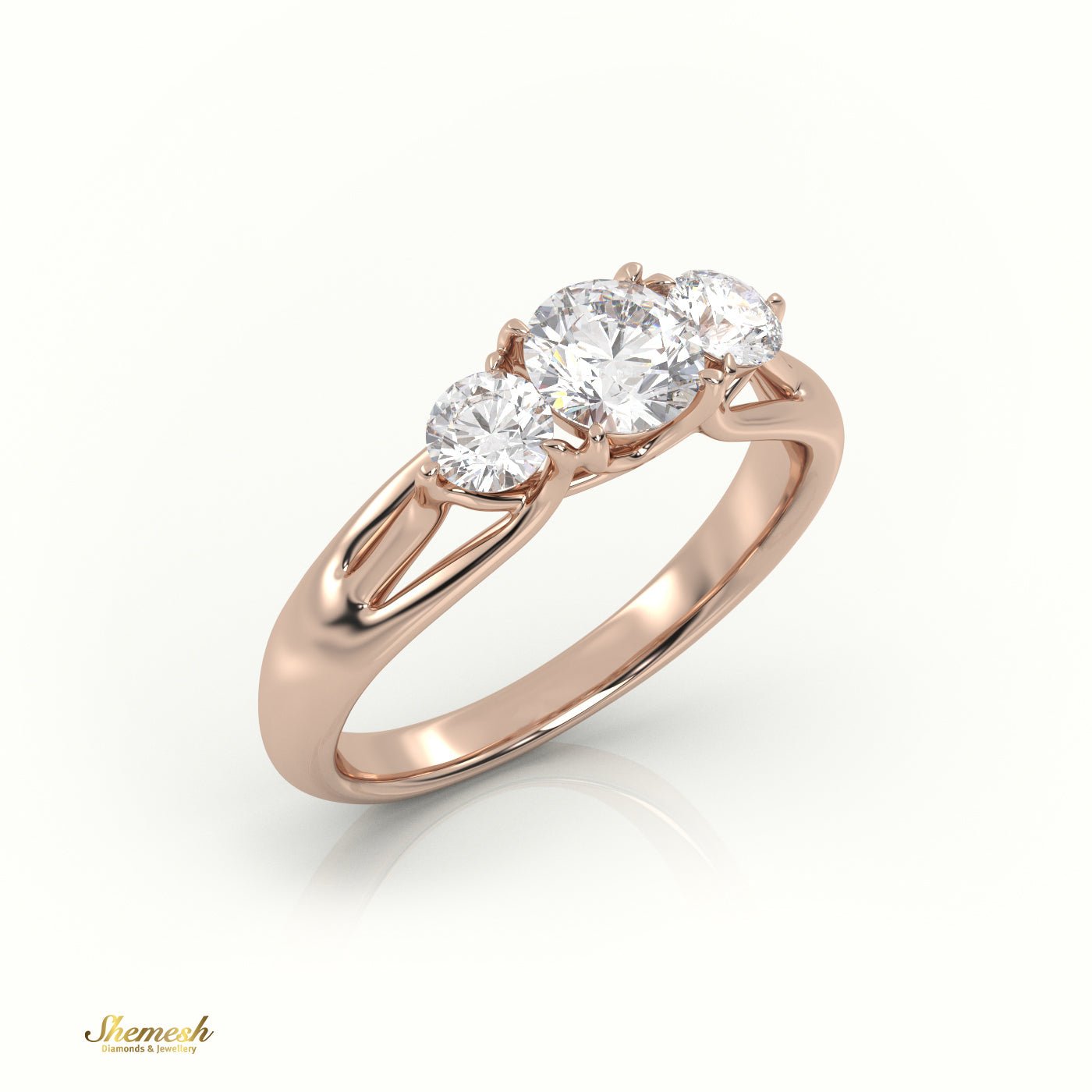 18K Gold Round Cut Diamond Engagement Ring with Side Stones - shemesh_diamonds