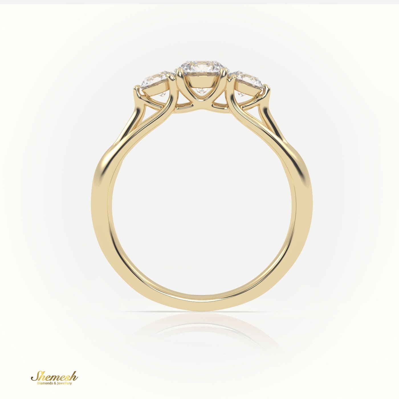 18K Gold Round Cut Diamond Engagement Ring with Side Stones - shemesh_diamonds