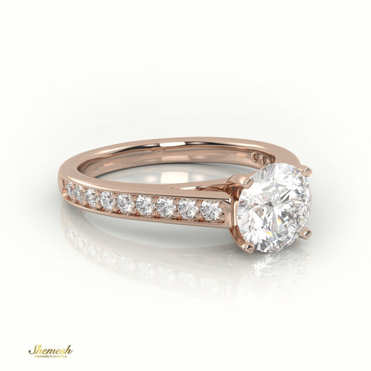 18K Gold 4 Prong Round Cut Diamond Solitaire Engagement Ring with Channel Setting - shemesh_diamonds