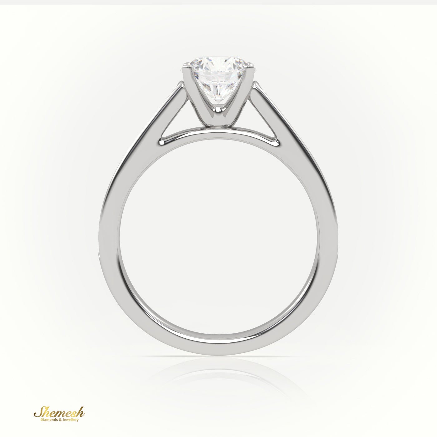 18K Gold 4 Prong Round Cut Diamond Solitaire Engagement Ring with Channel Setting - shemesh_diamonds