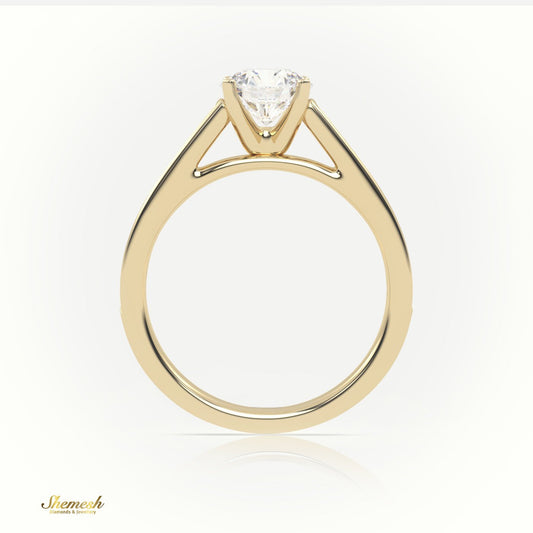 18K Gold 4 Prong Round Cut Diamond Solitaire Engagement Ring with Channel Setting - shemesh_diamonds