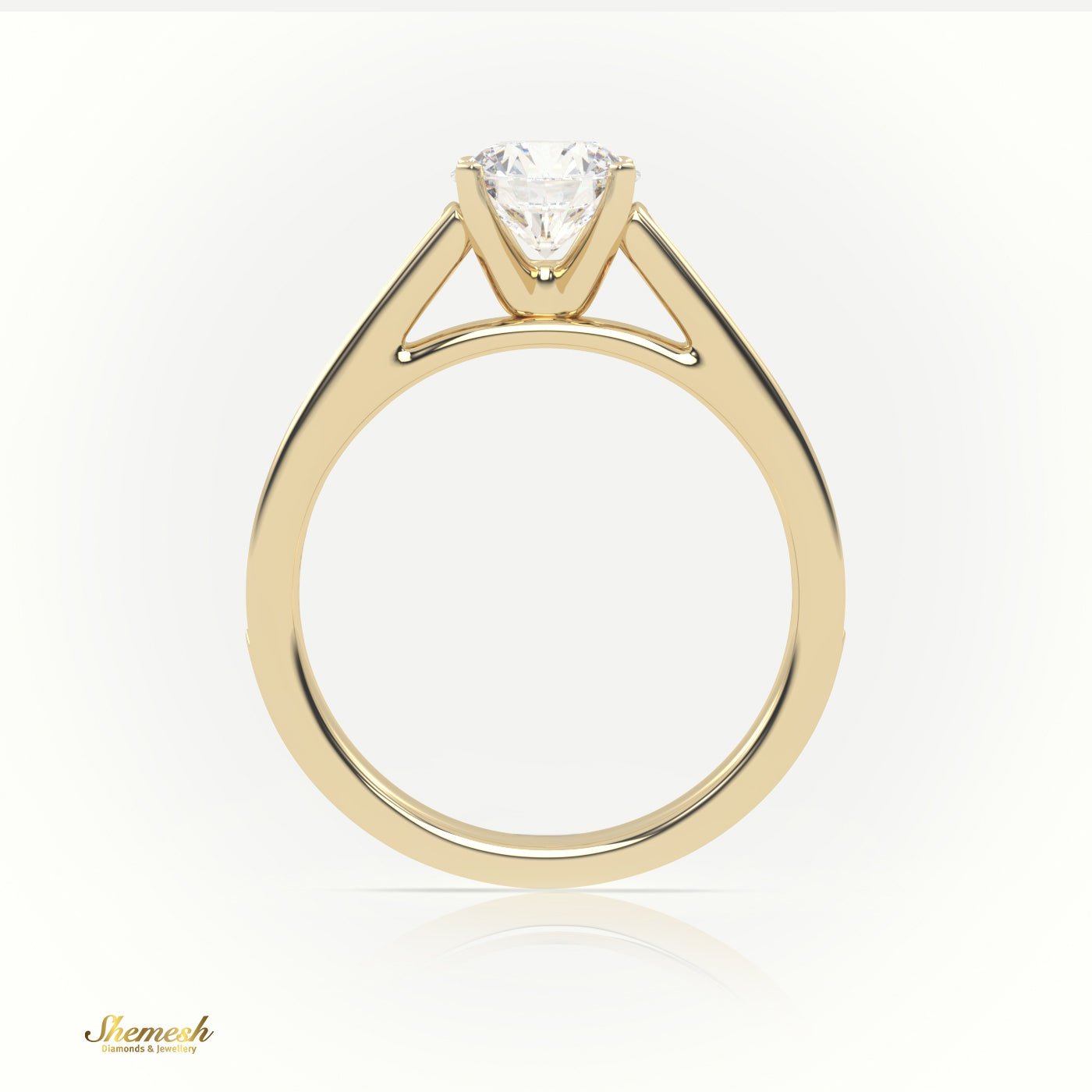 18K Gold 4 Prong Round Cut Diamond Solitaire Engagement Ring with Channel Setting - shemesh_diamonds