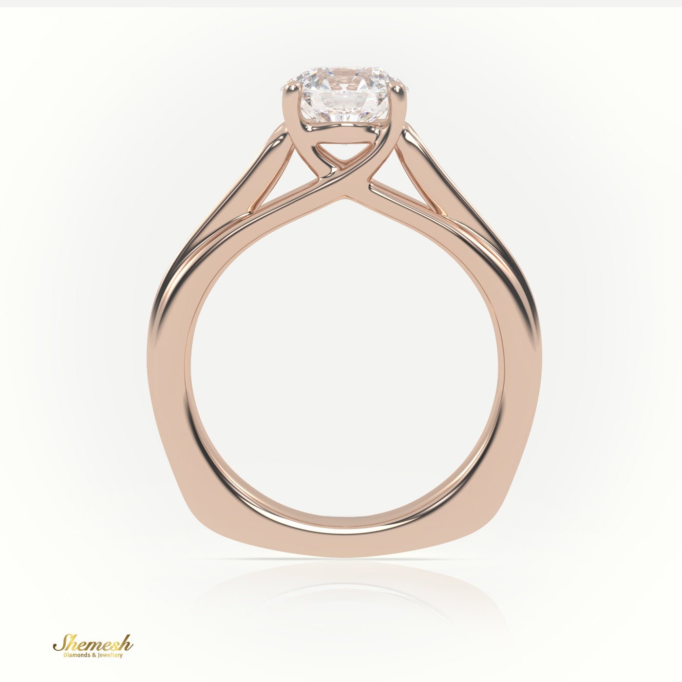 18K Gold 4 Prongs Round Cut Diamond Solitaire Engagement Ring and Channel Setting Band - shemesh_diamonds