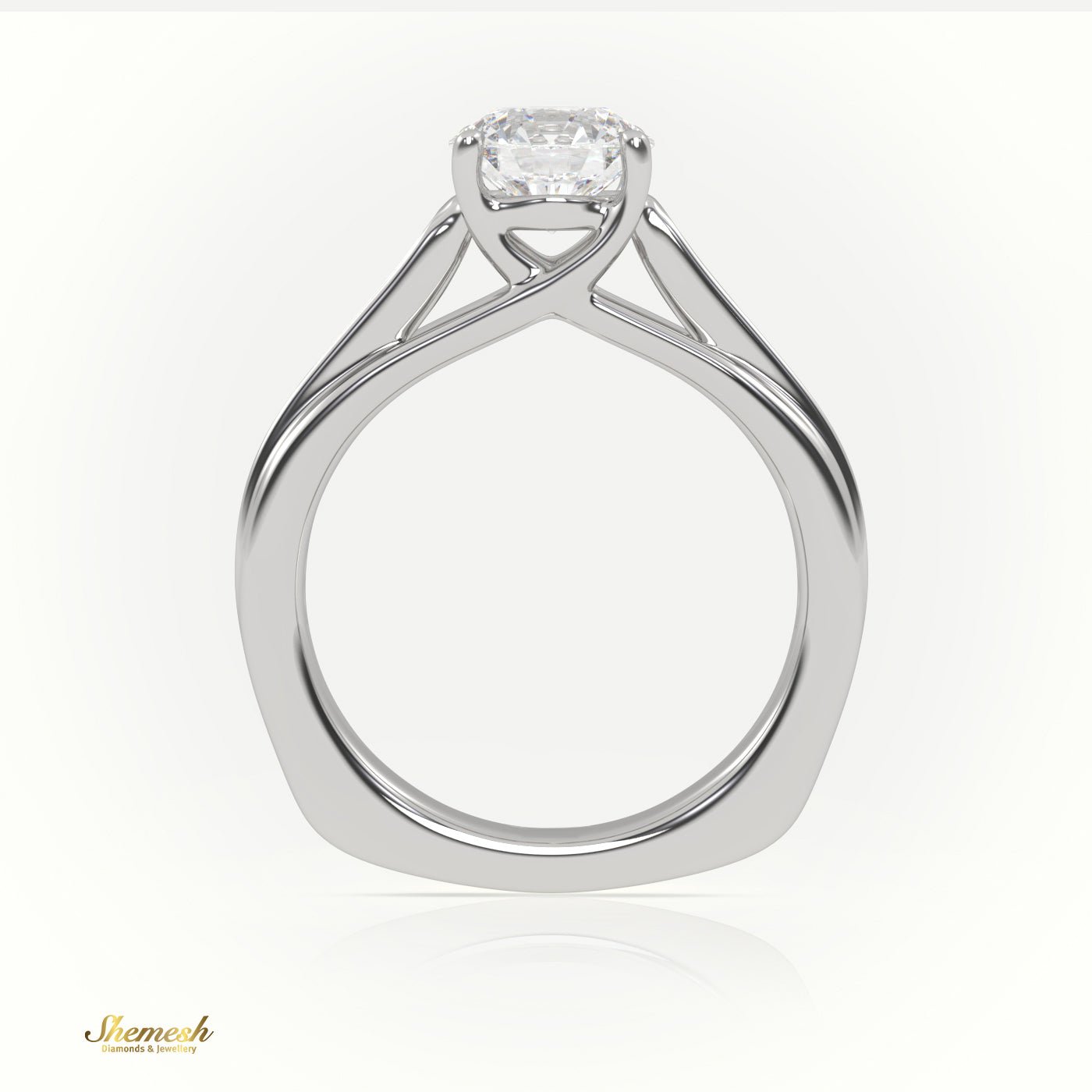 18K Gold 4 Prongs Round Cut Diamond Solitaire Engagement Ring and Channel Setting Band - shemesh_diamonds