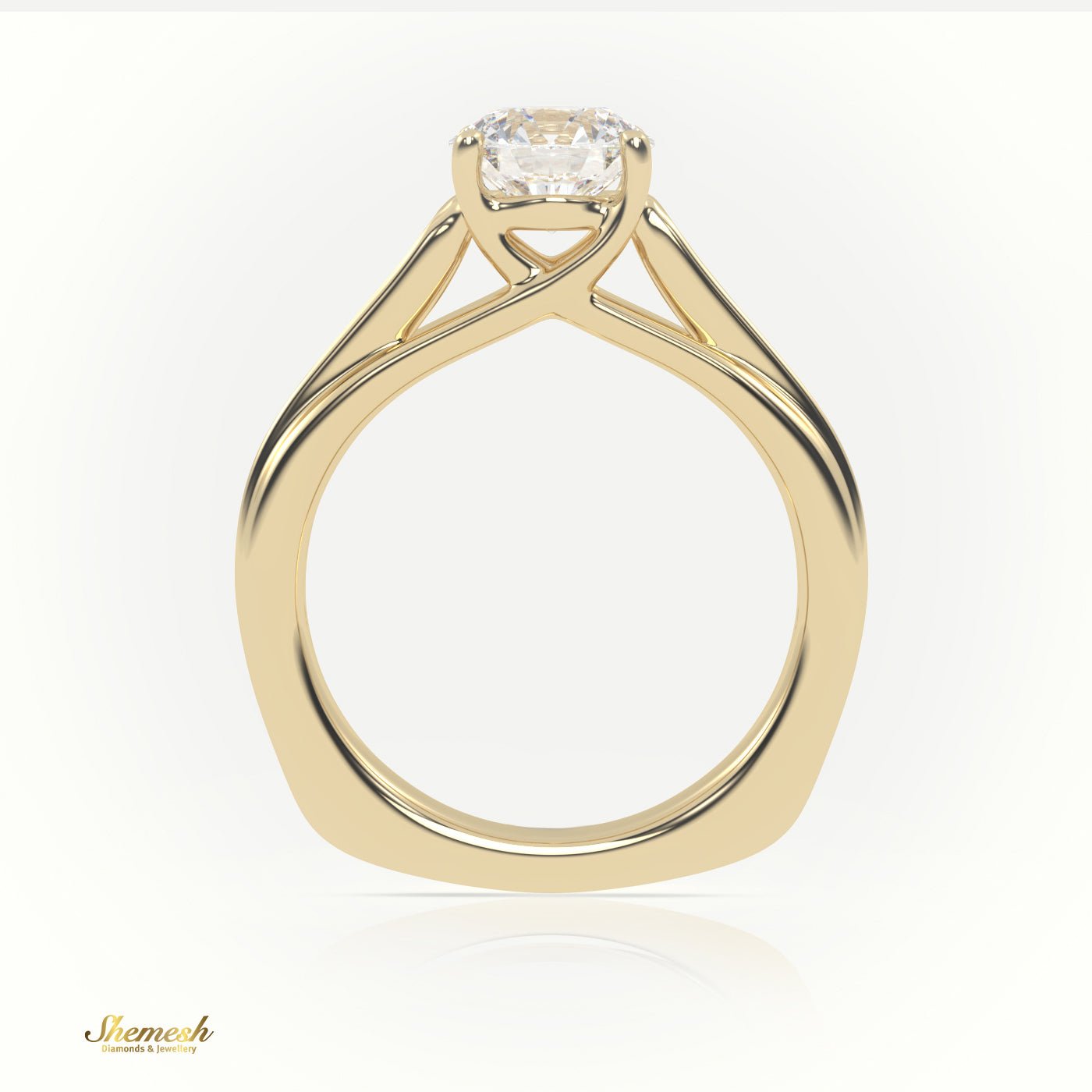 18K Gold 4 Prongs Round Cut Diamond Solitaire Engagement Ring and Channel Setting Band - shemesh_diamonds