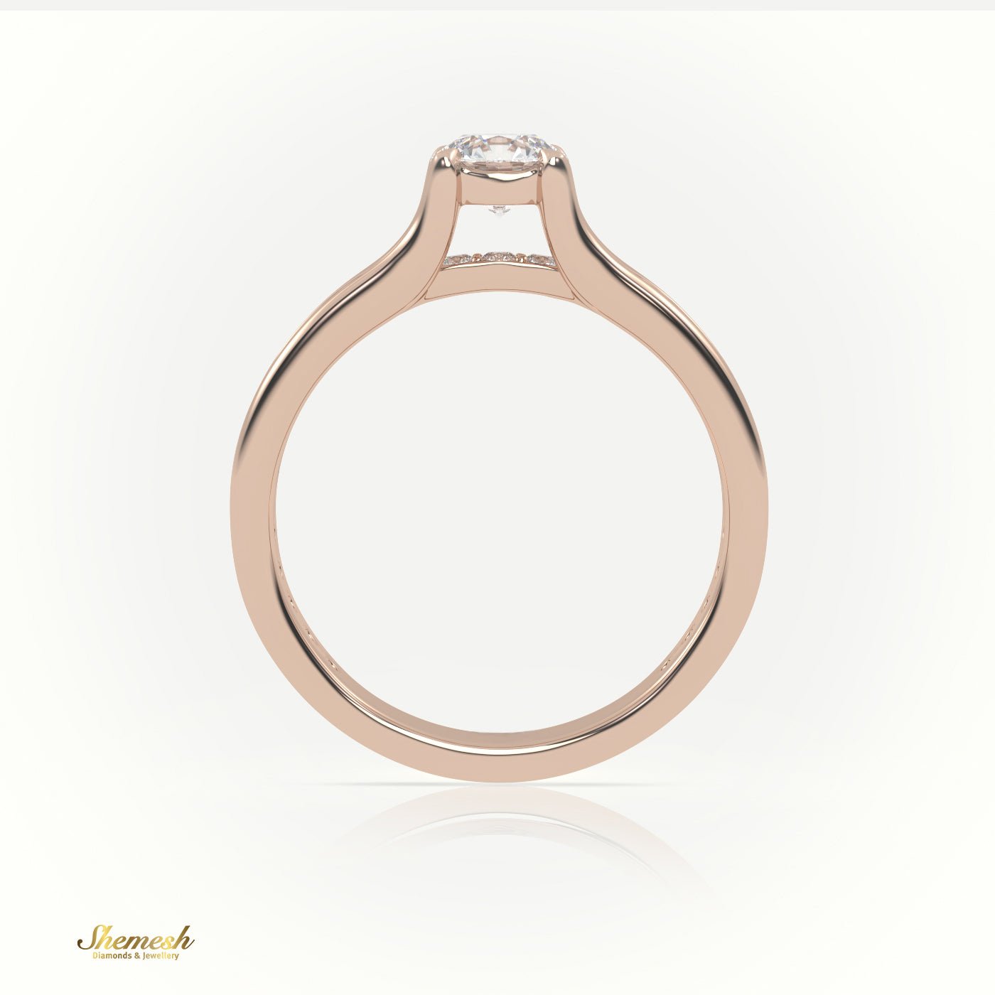 18K Gold 4 Prongs Round Cut Diamond Solitaire Engagement Ring with Channel Setting Band - shemesh_diamonds