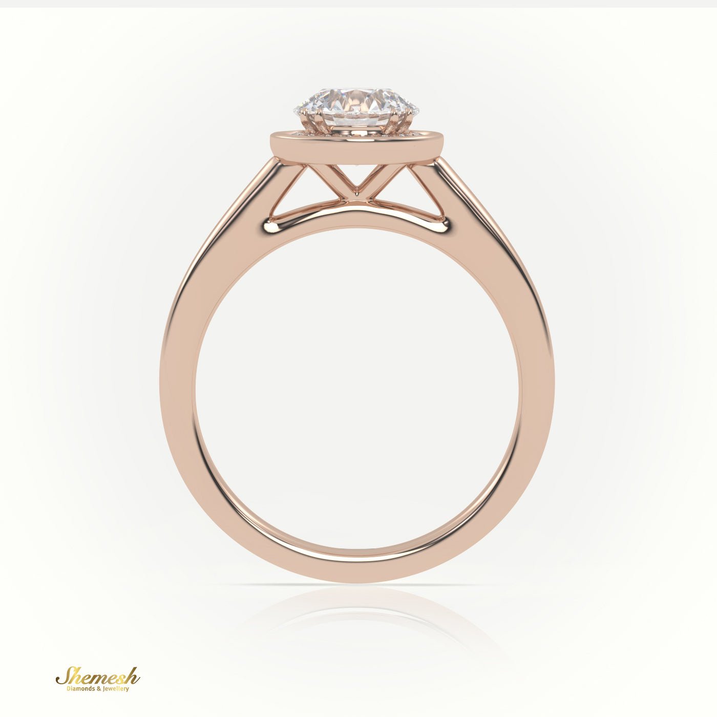 18K Gold Round Diamond Halo Style Illusion Engagement Ring - shemesh_diamonds