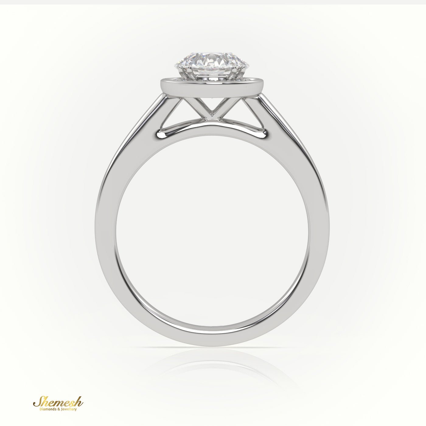 18K Gold Round Diamond Halo Style Illusion Engagement Ring - shemesh_diamonds