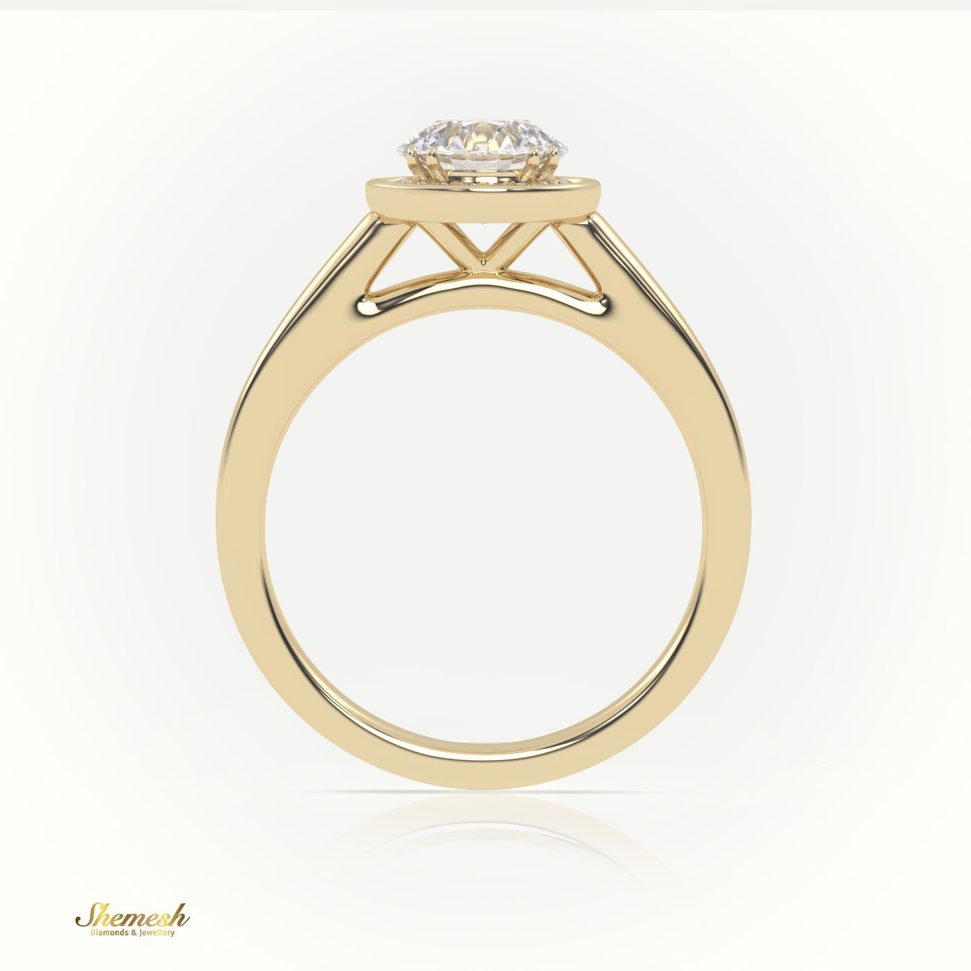 18K Gold Round Diamond Halo Style Illusion Engagement Ring - shemesh_diamonds