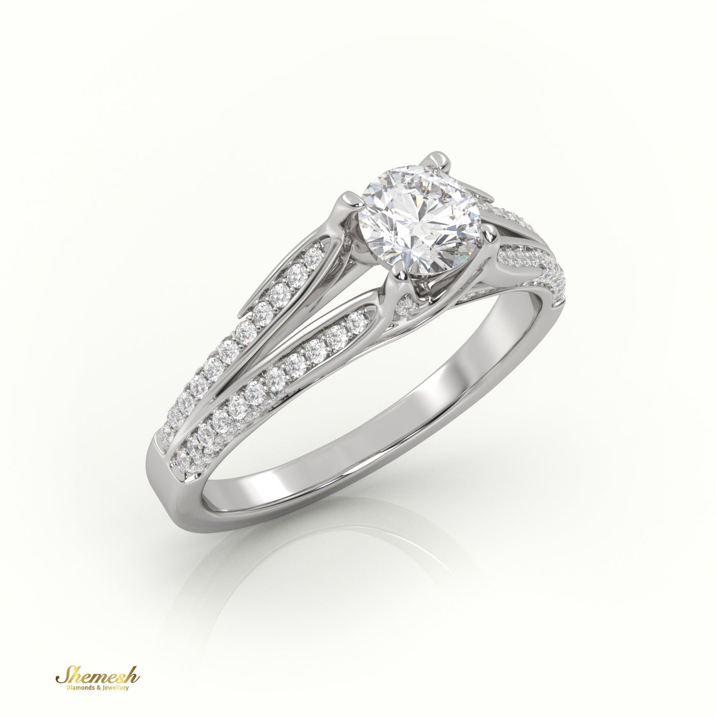 18K Gold Round Cut Diamond 4 - Prong Vintage Engagement Ring - shemesh_diamonds