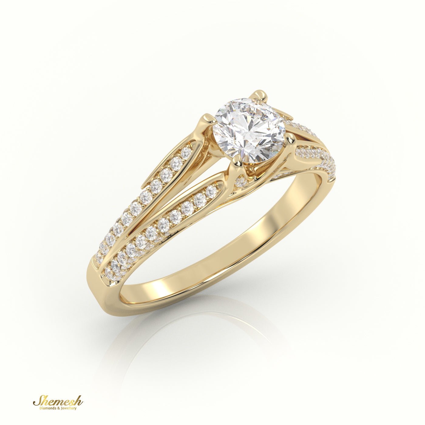 18K Gold Round Cut Diamond 4 - Prong Vintage Engagement Ring - shemesh_diamonds