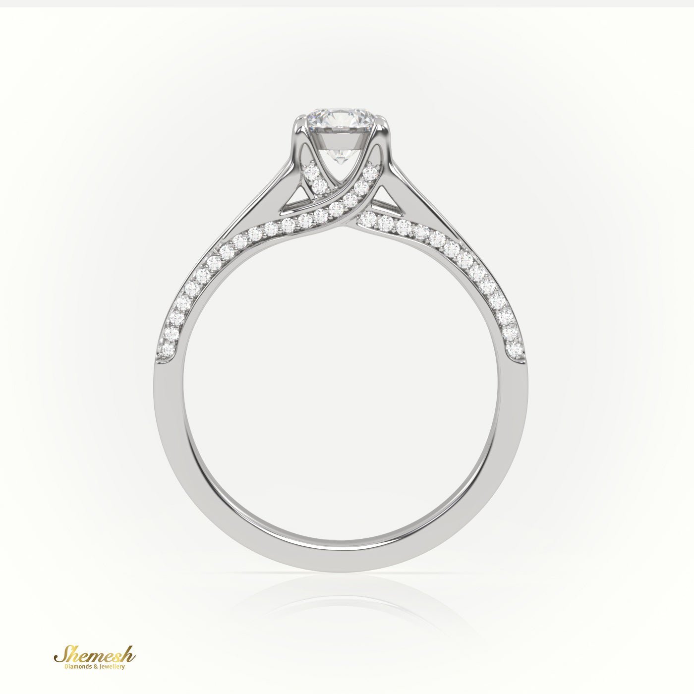 18K Gold Round Cut Diamond 4 - Prong Vintage Engagement Ring - shemesh_diamonds