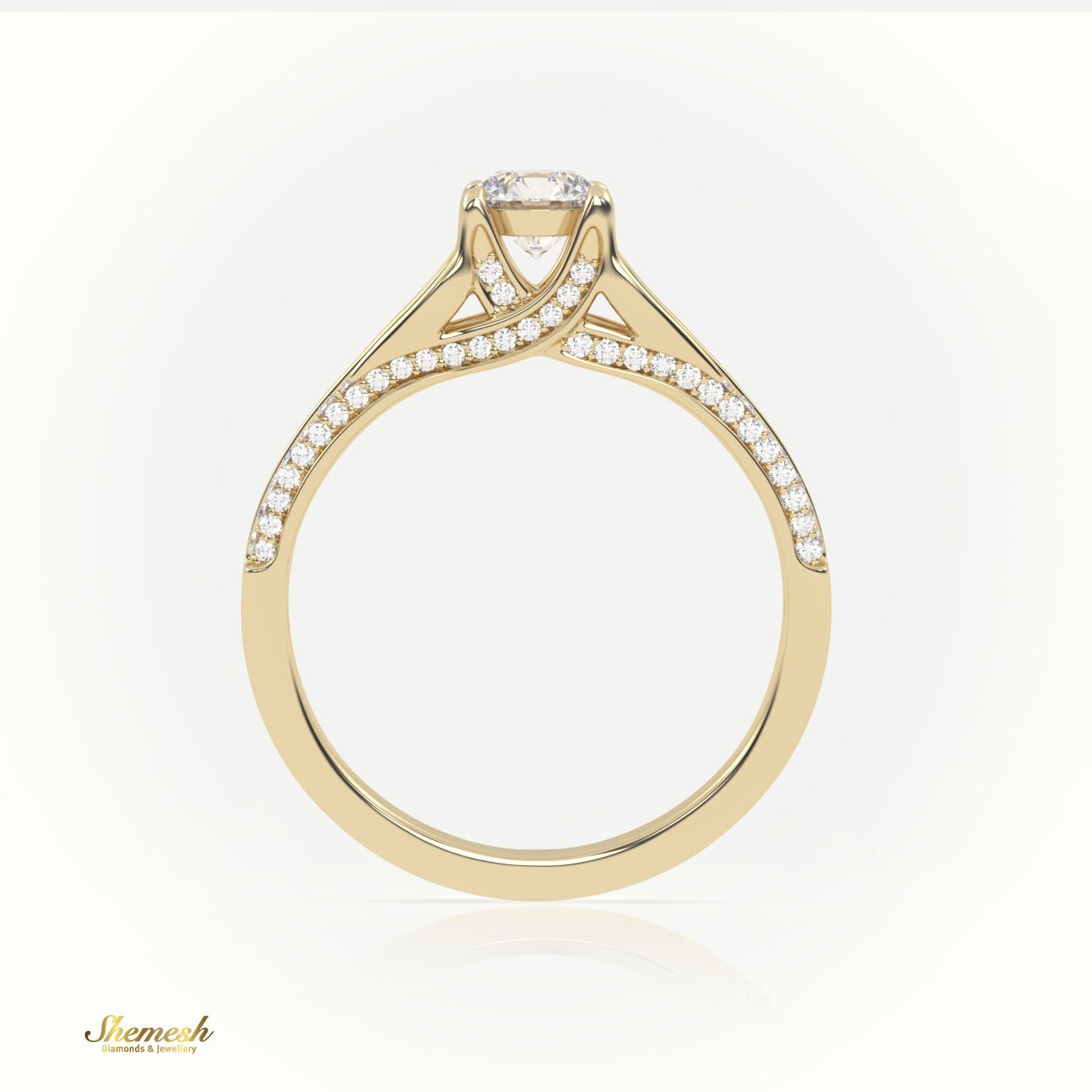 18K Gold Round Cut Diamond 4 - Prong Vintage Engagement Ring - shemesh_diamonds