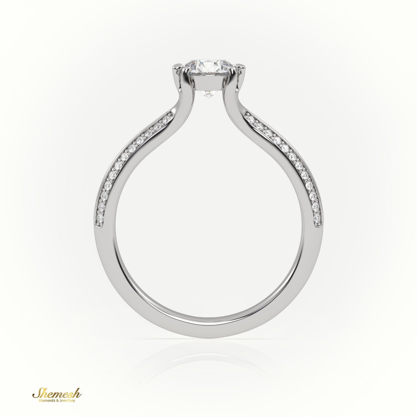 18K Gold Round - Cut Diamond Engagement Ring with 8 Prongs and Double Channel Setting - shemesh_diamonds