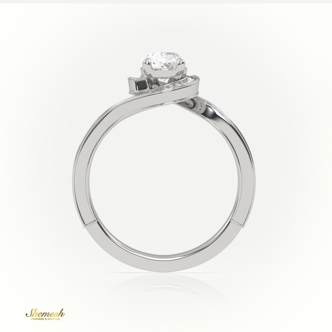 18K Gold Round Cut Diamond Engagement Ring with 4 - Prong Swirl Design - shemesh_diamonds