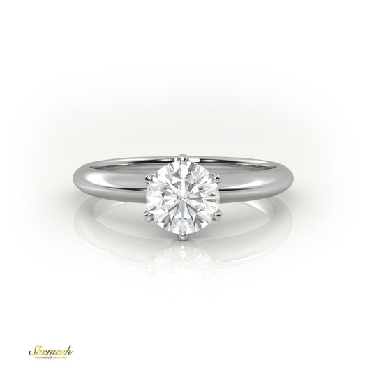 18K Gold 6 Prongs Round Diamond Solitaire Engagement Ring - shemesh_diamonds