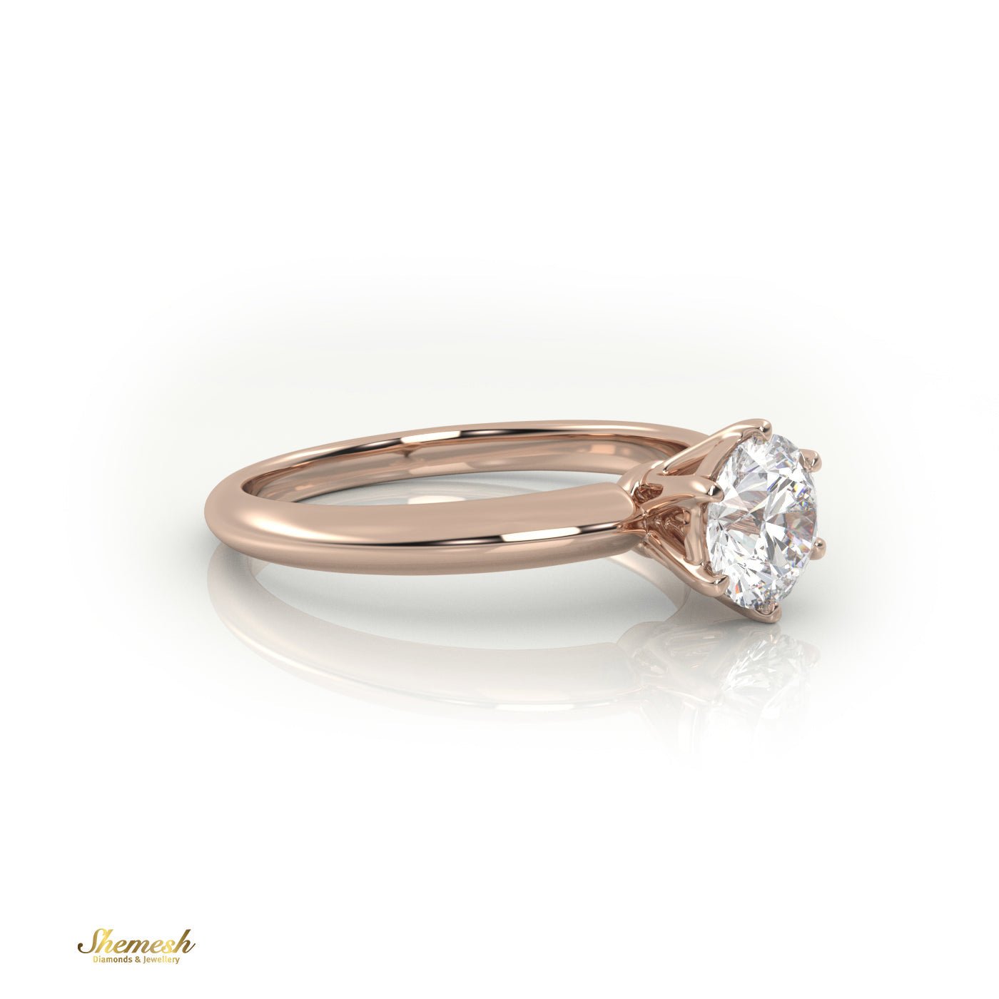 18K Gold 6 Prongs Round Diamond Solitaire Engagement Ring - shemesh_diamonds