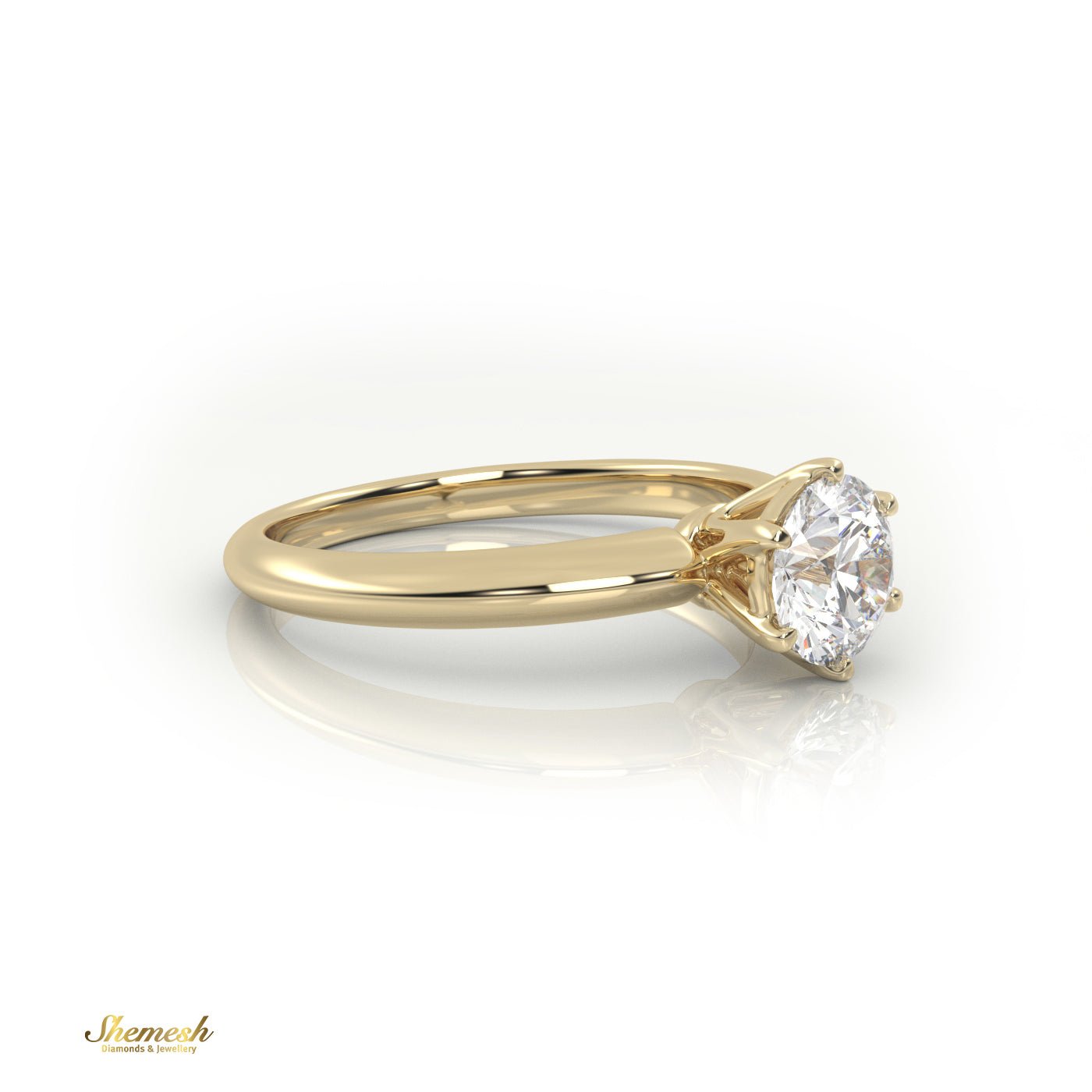 18K Gold 6 Prongs Round Diamond Solitaire Engagement Ring - shemesh_diamonds