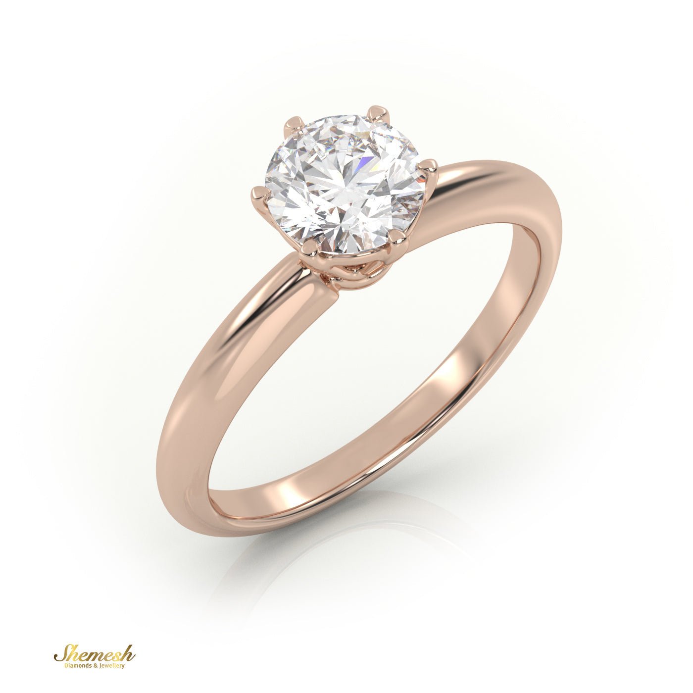 18K Gold 6 Prongs Round Diamond Solitaire Engagement Ring - shemesh_diamonds