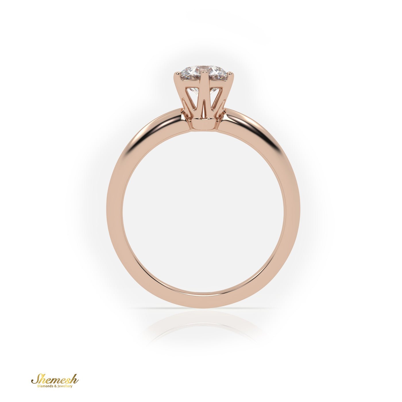 18K Gold 6 Prongs Round Diamond Solitaire Engagement Ring - shemesh_diamonds