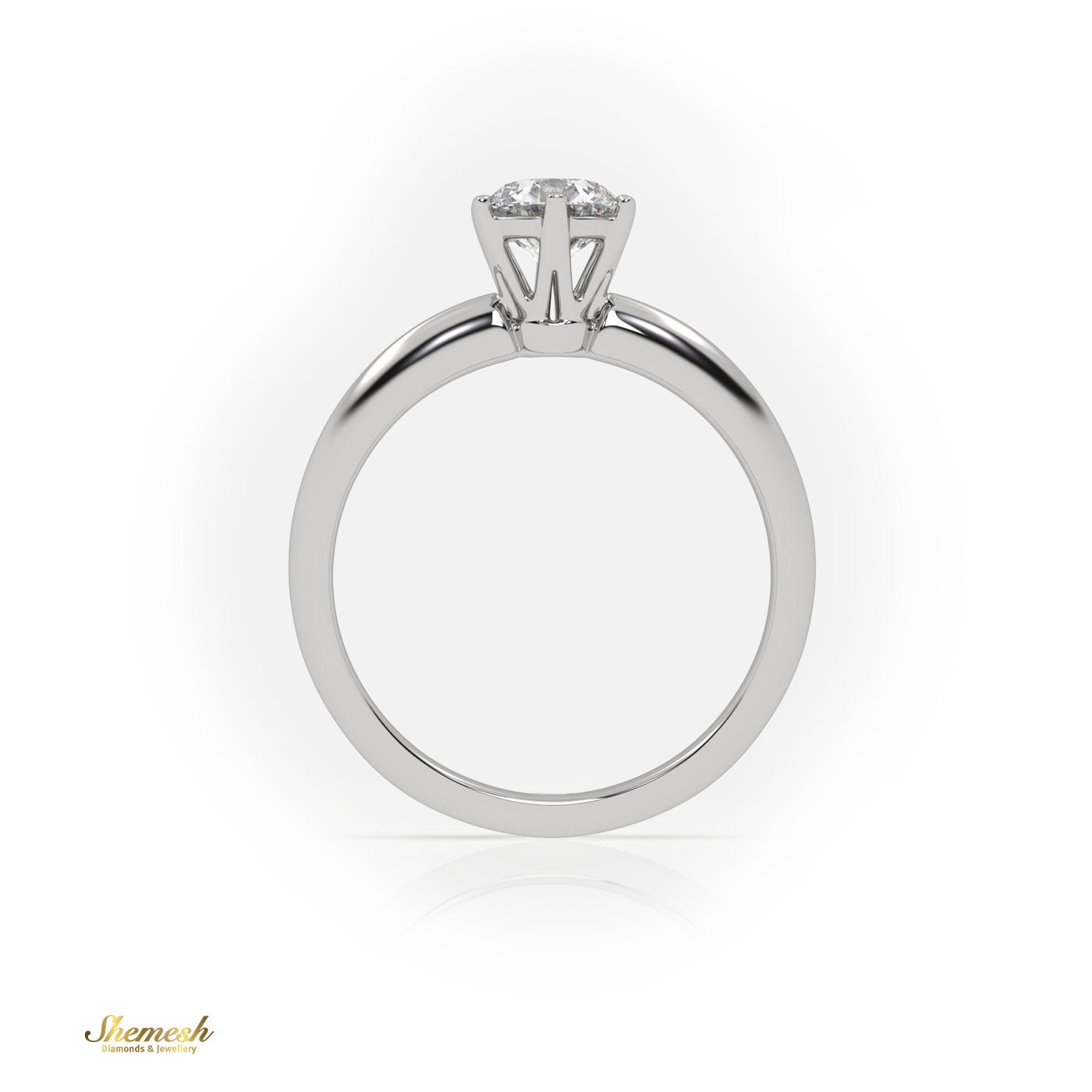 18K Gold 6 Prongs Round Diamond Solitaire Engagement Ring - shemesh_diamonds