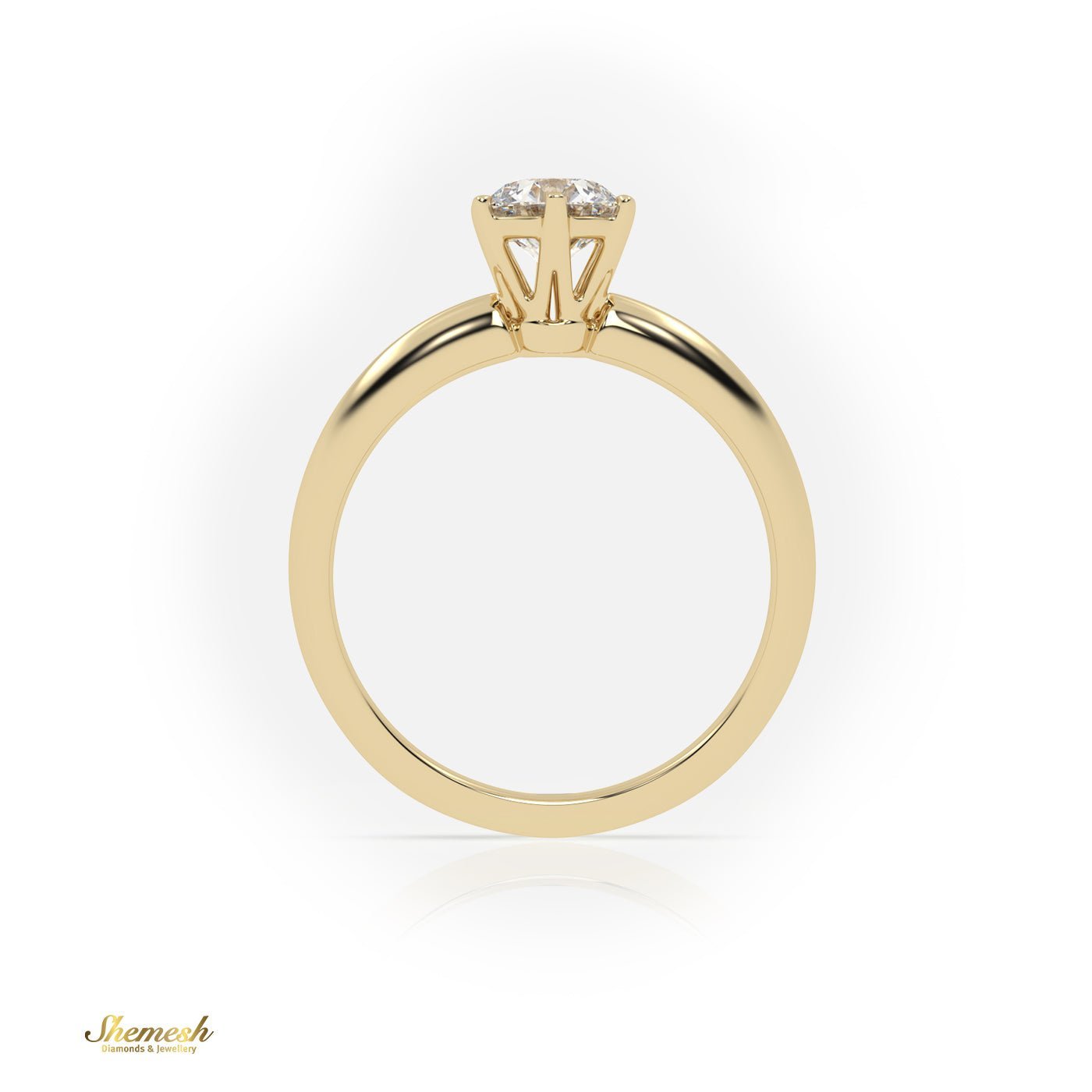 18K Gold 6 Prongs Round Diamond Solitaire Engagement Ring - shemesh_diamonds