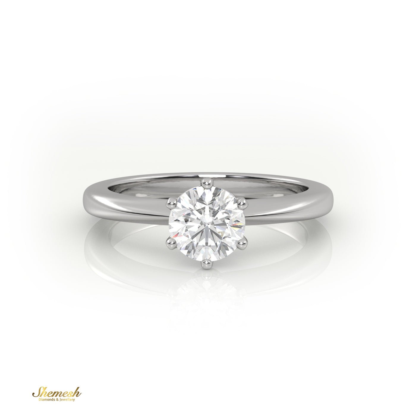 18K Gold 6 Prongs Round Brilliant Cut Diamond Solitaire Engagement Ring - shemesh_diamonds