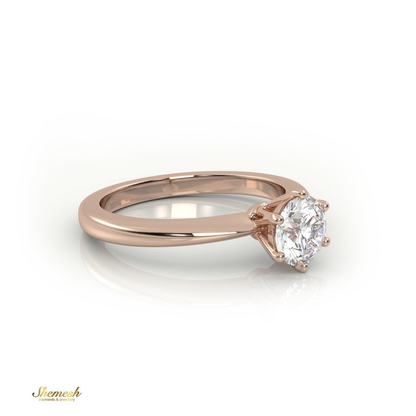 18K Gold 6 Prongs Round Brilliant Cut Diamond Solitaire Engagement Ring - shemesh_diamonds